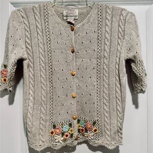 Vintage 1990 Susan Bristol Embroidered‎ Cardigan